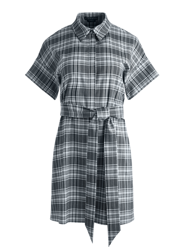 LUCETTE PLAID SHIRT DRESS - MEDIUM GREY/MULTI image 5 - ALICE + OLIVIA
