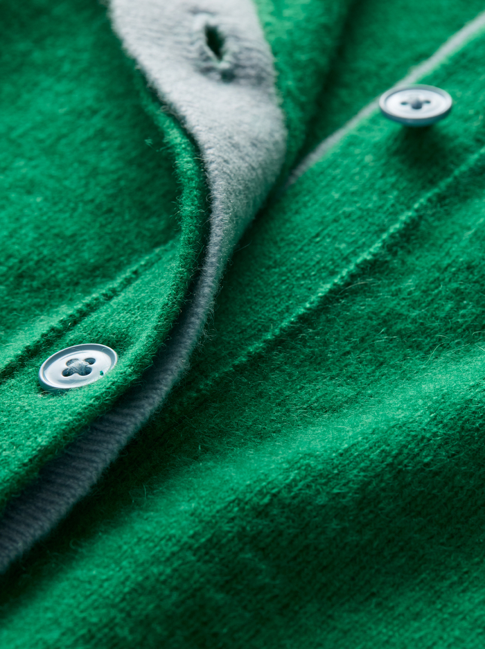 DOLLIE TWO TONE CASHMERE CARDIGAN - GREEN APPLE/CAROLINA BLUE image 1 - ALICE + OLIVIA