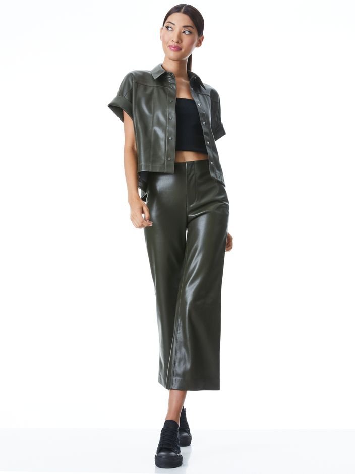 EDYTH CROP TOP + LORINDA VEGAN LEATHER PANT - 