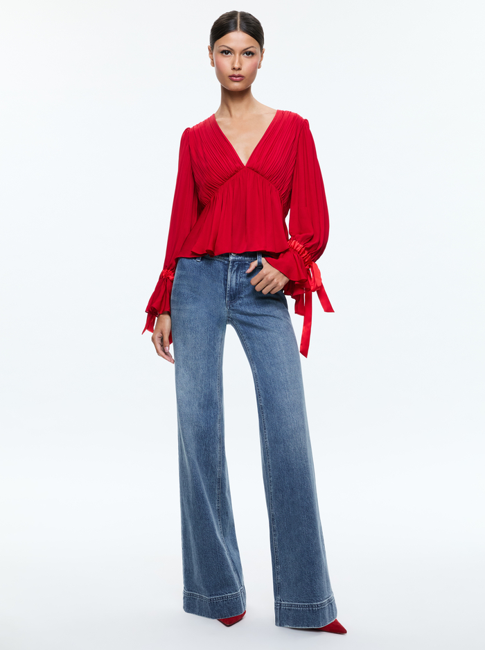 CLARISSA BLOUSE - BRIGHT RUBY image 1 - Alice And Olivia