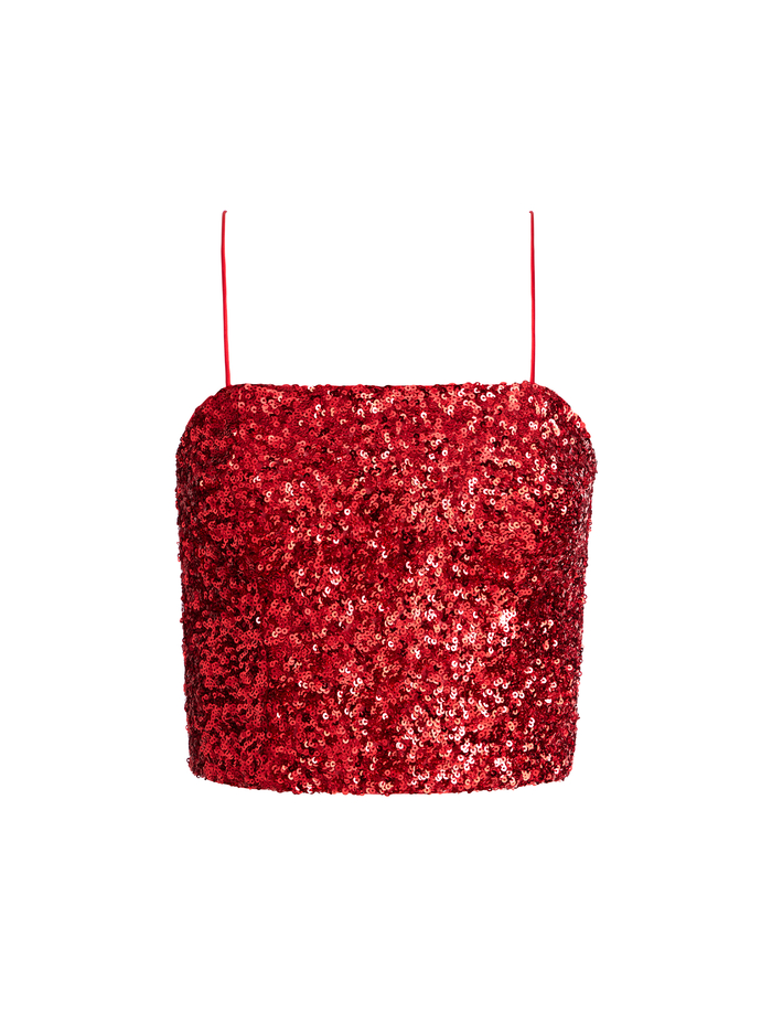 CERESI SEQUIN BANDEAU TOP - RED APPLE image 5 - Alice And Olivia