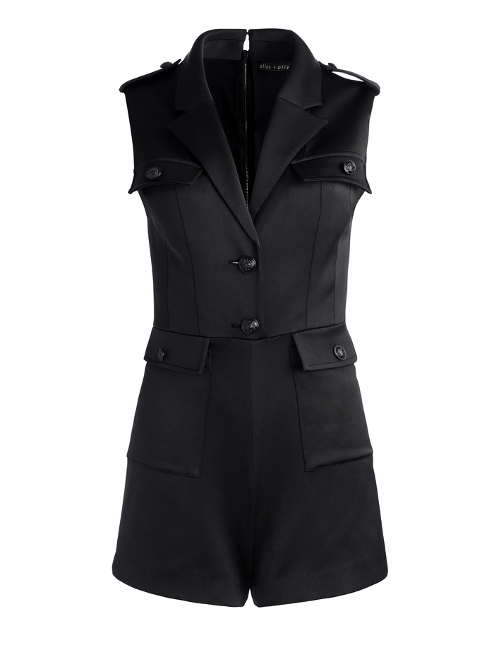 PHILLIS UTILITY SLVLESS ROMPER - BLACK image 5 - Alice And Olivia