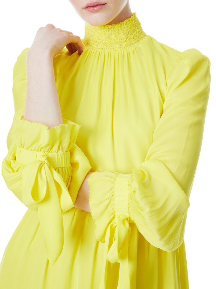THEA TIE BLOUSON SLEEVE DRESS - CANARY image 3 - Alice And Olivia