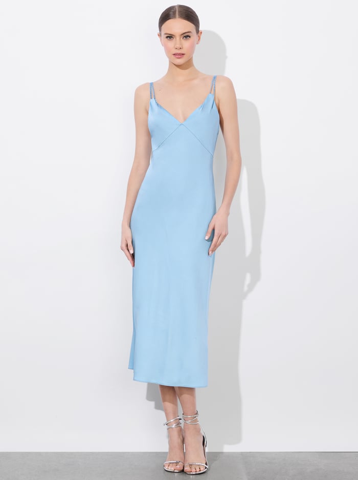 KIRO SLIP DRESS - MINERAL BLUE image 4 - Alice And Olivia