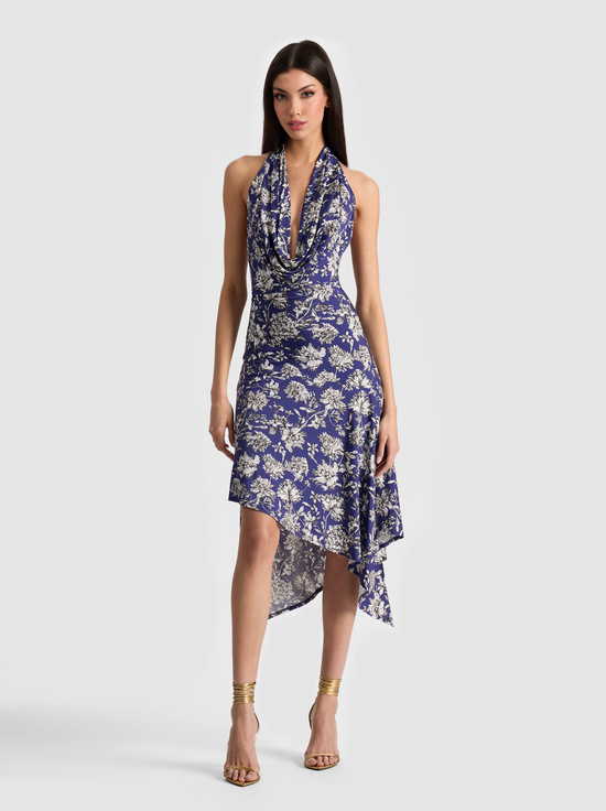 BLOOMING WILD INDIGO-DANI MIDI DRESS