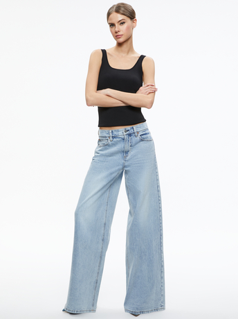 ROCKSTAR BLUE-TRISH MID RISE BAGGY JEAN