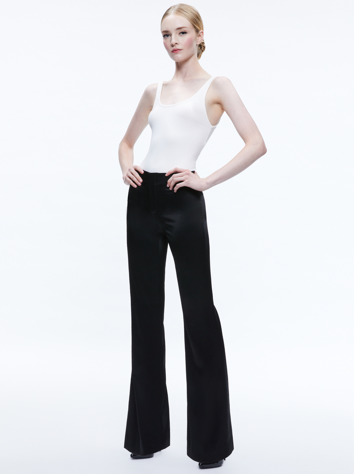 TEENY SATIN BOOTCUT PANT - BLACK image 4 - Alice And Olivia