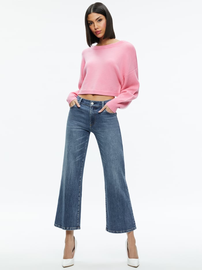 POSEY CREWNECK SWEATER - CHERRY BLOSSOM image 2 - Alice And Olivia