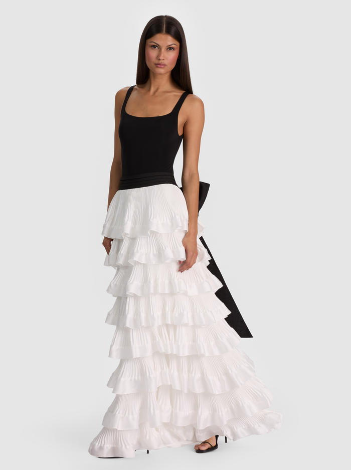 AVANA BOW BACK TIERED GOWN SKIRT - OFF WHITE/BLACK image 4 - ALICE + OLIVIA