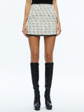 DONALD HIGH WAISTED SIDE BUTTON SKIRT - OFF WHITE/BLACK