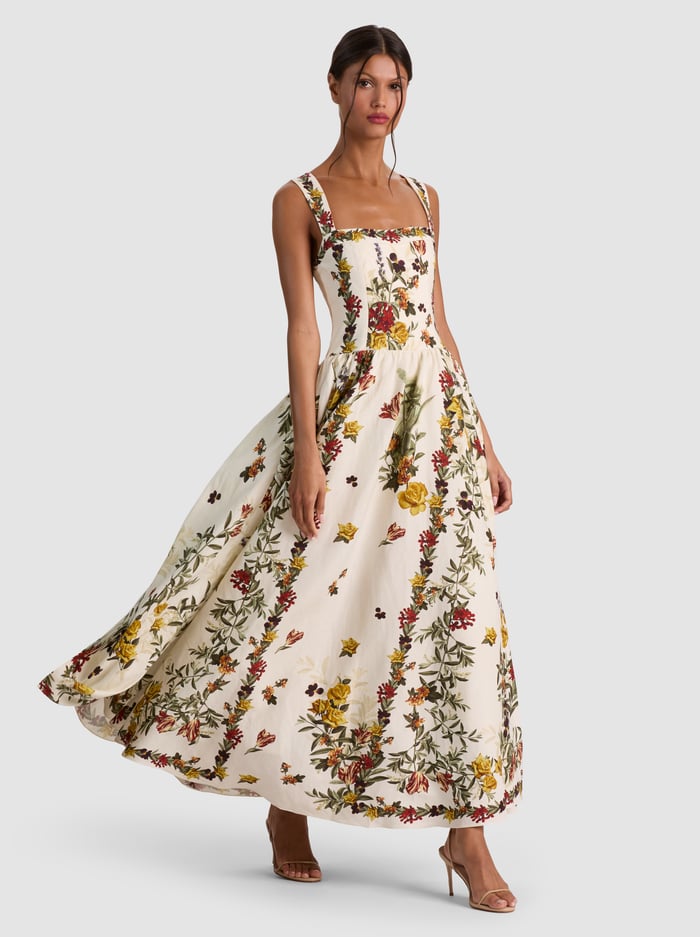 VERA MIDI DRESS - DESERT SPRIGS VANILLA - ALICE + OLIVIA