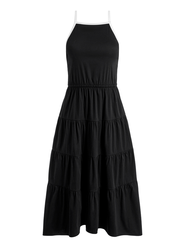 HARTLEY GATHERED MIDI DRESS - BLACK/OFF WHITE image 5 - Alice And Olivia