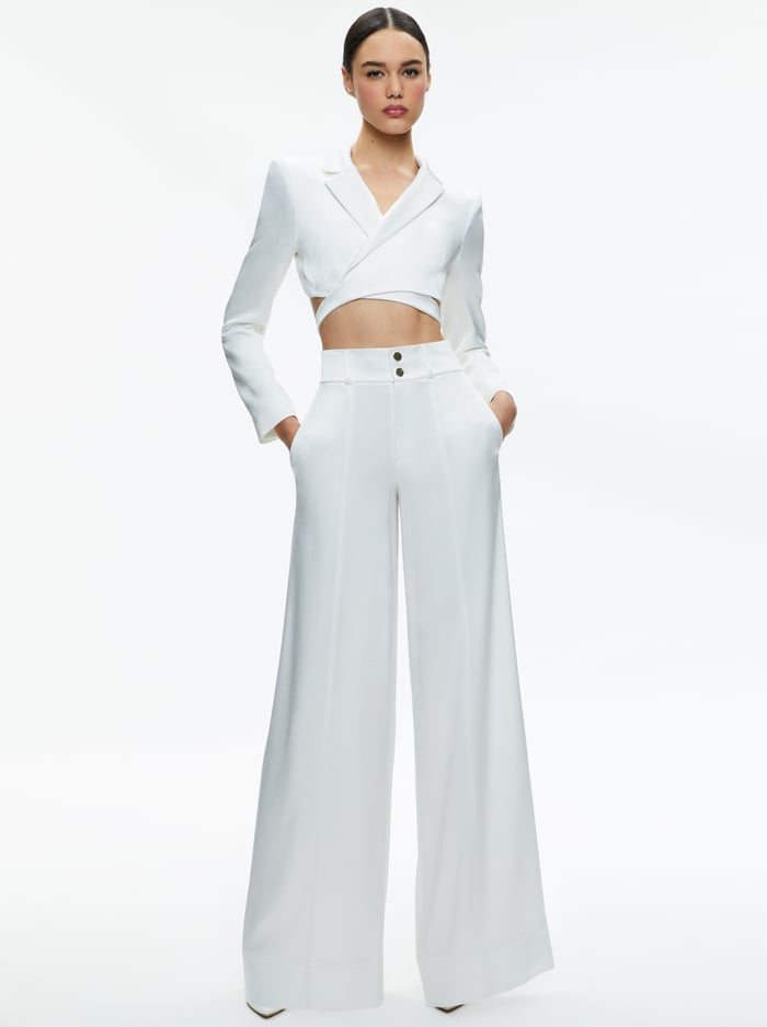 LEONE CROPPED WRAP BLAZER - OFF WHITE image 4 - Alice And Olivia