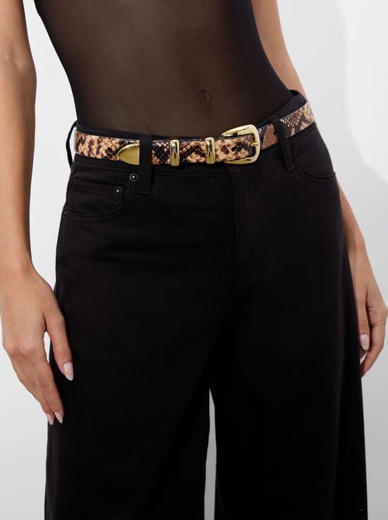 CAMEL/BLACK-HAYDEN BUCKLE BELT