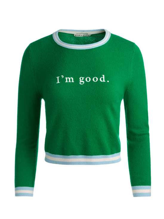 GREEN APPLE MULTI-CAROLANN CASHMERE SHRUNKEN PULLOVER