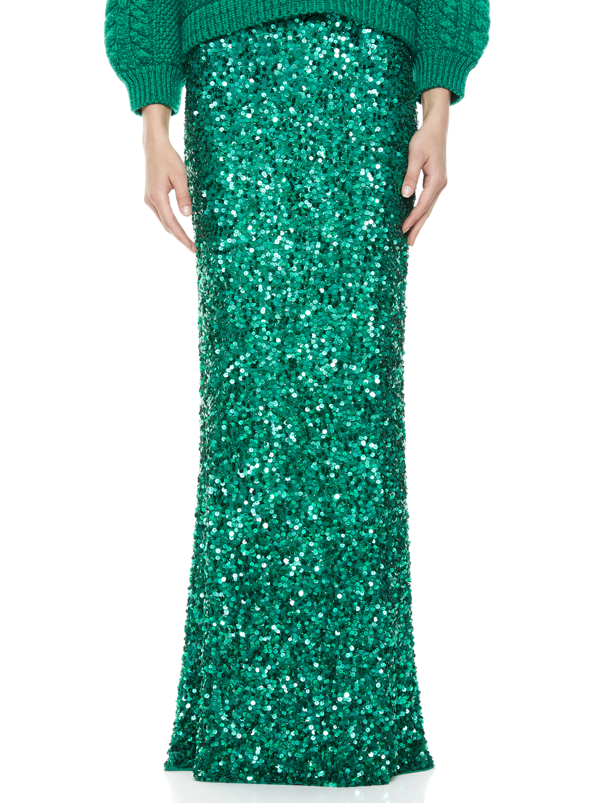 Charity Sequin Gown Skirt In Dark Teal | Alice And Olivia