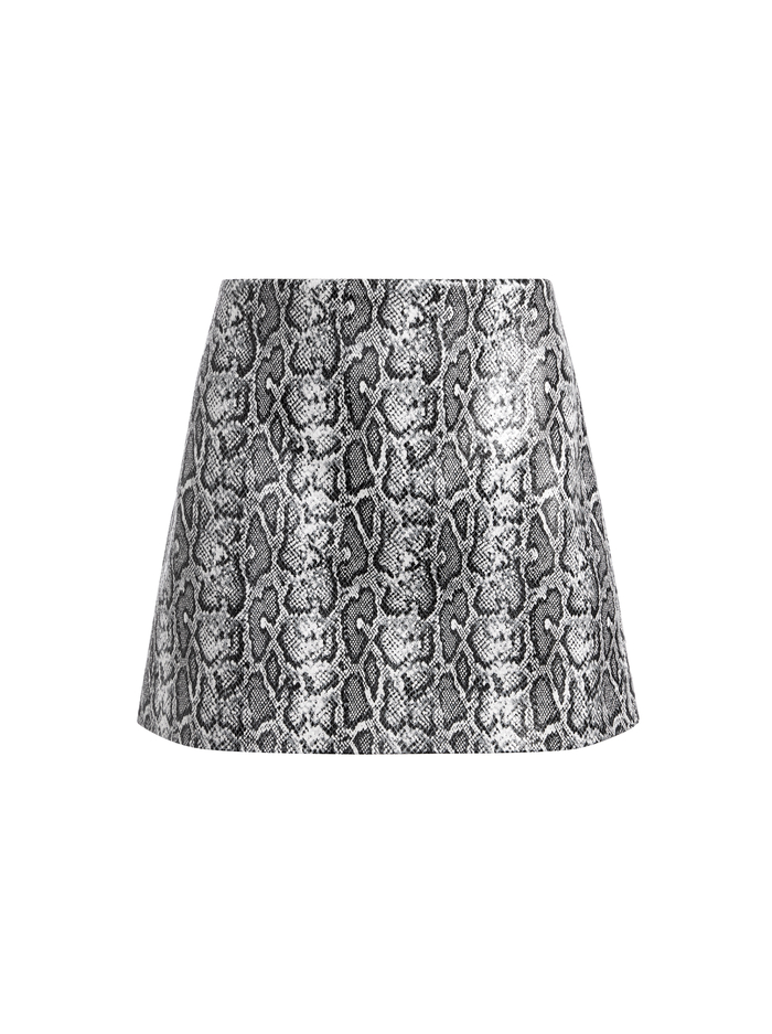 ELANA VEGAN MINI SKIRT - OFF WHITE/BLACK PYTHON image 5 - Alice And Olivia