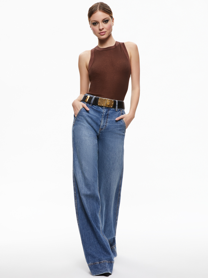 ANGELINA CREWNECK TANK - TOFFEE image 4 - Alice And Olivia