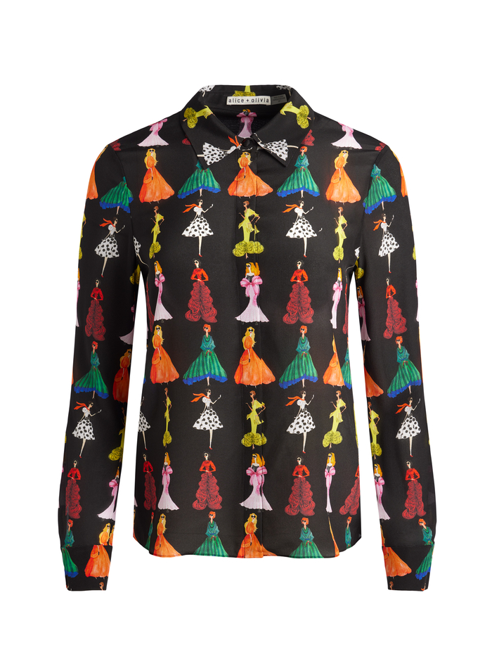 WILLA STACEFACE TOP - ROMANTIC STACE BLACK image 5 - Alice And Olivia