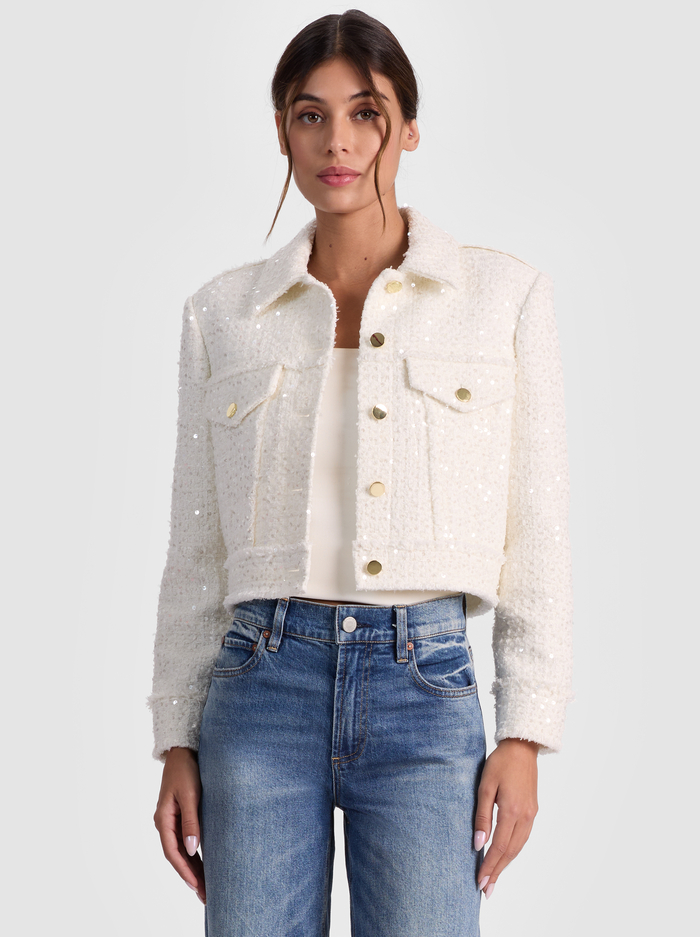 CHLOE TWEED JACKET - OFF WHITE - Alice And Olivia