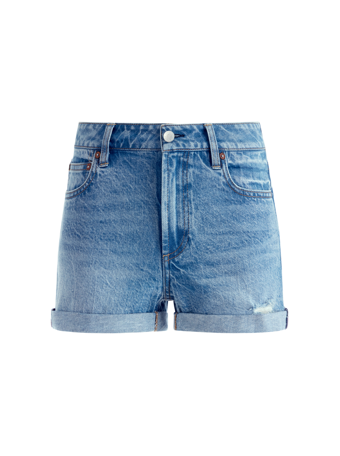 CLARE MID RISE SHORT WITH ROLLED CUFF - SULLIVAN VINTAGE BLUE image 5 - Alice And Olivia
