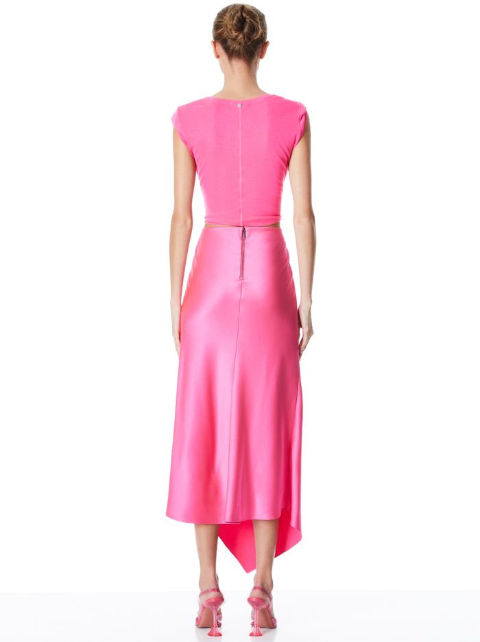 HARMONY DRAPEY ASYMMETRICAL MIDI SKIRT - WILD PINK image 1 - ALICE + OLIVIA