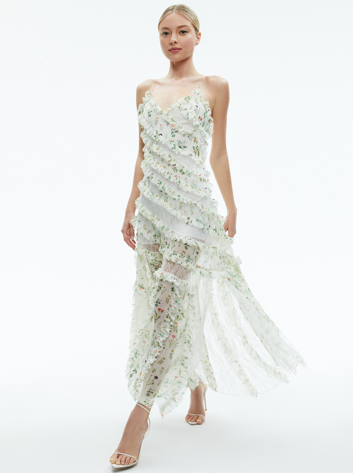 SONDRA LACE RUFFLED MAXI DRESS - GEORGIA FLORAL - Alice And Olivia