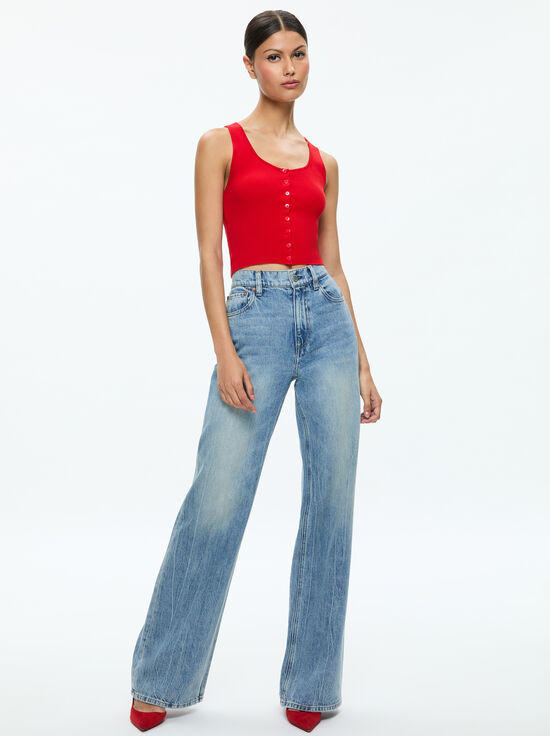 RED APPLE-DARYN BUTTON THROUGH CROPPED TANK
