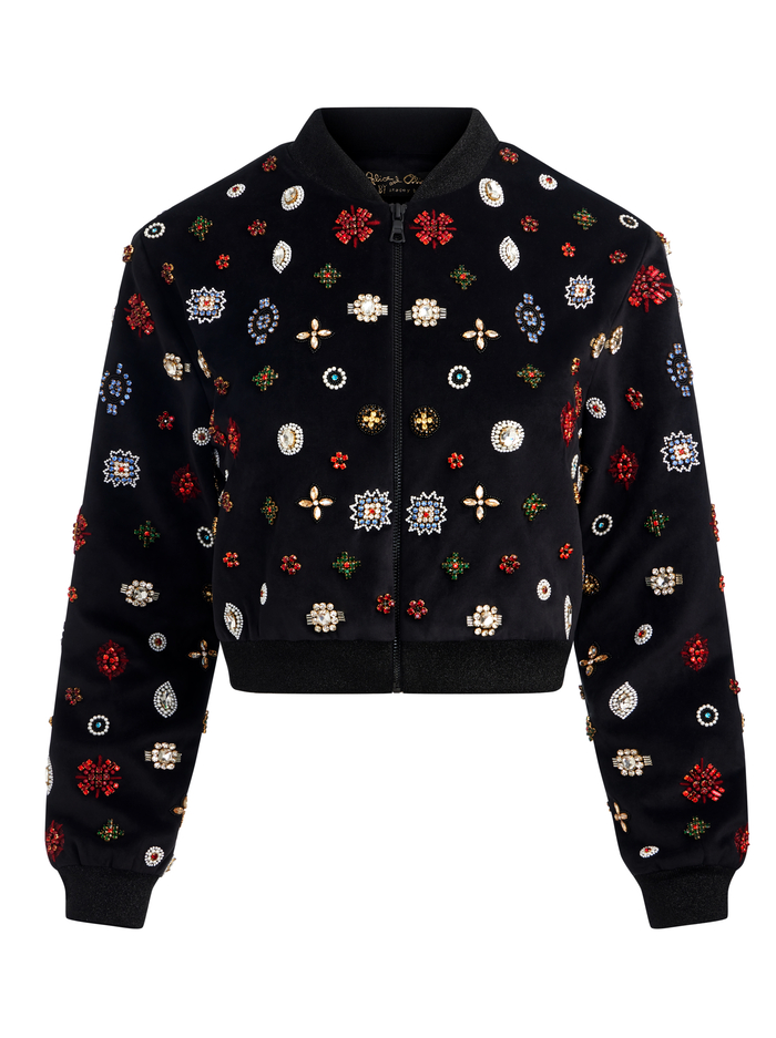 JACKIE EMBELLISHED BOMBER JACKET - BLACK/MULTI image 5 - Alice And Olivia
