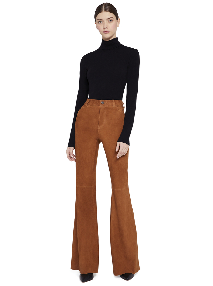 BRENT HIGH WAISTED SUEDE PANT - CAMEL image 5 - Alice And Olivia