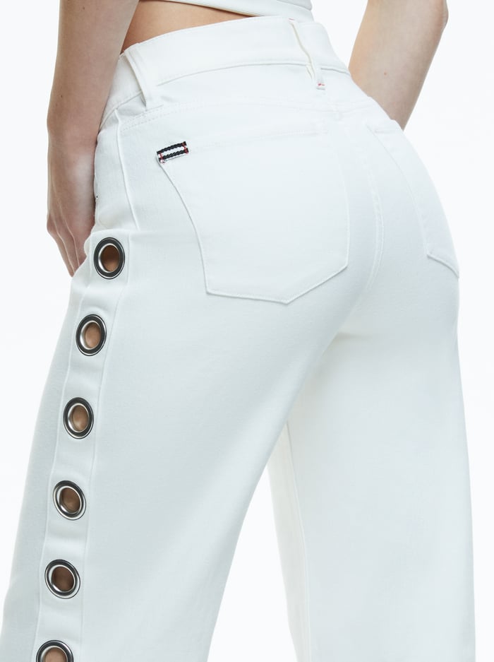 JENNY LOW RISE SIDE GROMMET JEAN - OFF WHITE image 3 - Alice And Olivia