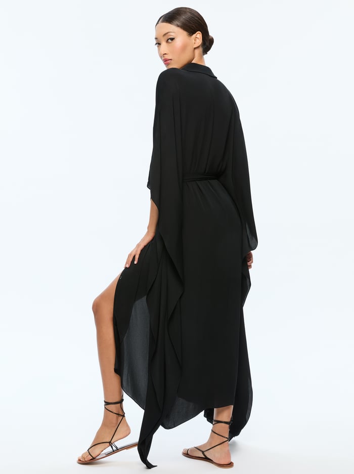 DEANNE MIDI SHIRTDRESS WITH BELT - BLACK image 2 - Alice And Olivia