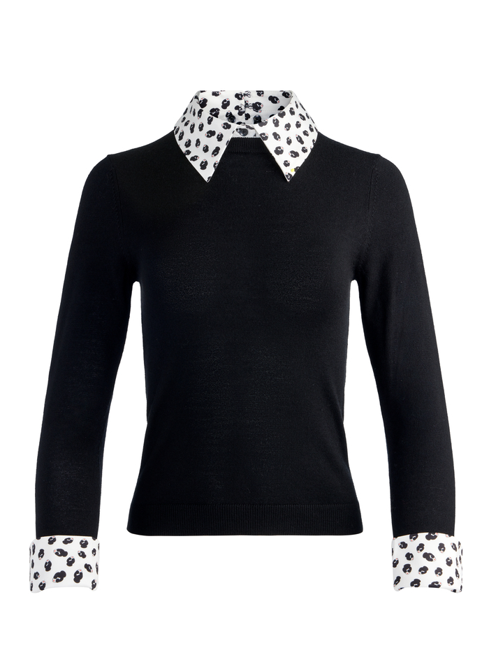 PORLA STACEFACE COLLARED SWEATER - BLACK image 5 - Alice And Olivia
