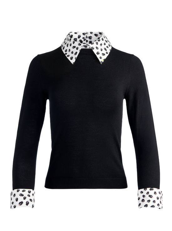 BLACK-PORLA STACEFACE COLLARED SWEATER
