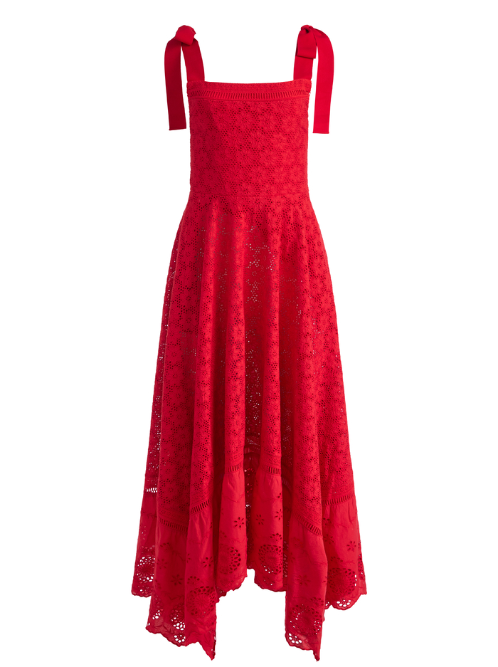 ROSALEE EYELET MAXI DRESS - BRIGHT RUBY image 5 - Alice And Olivia