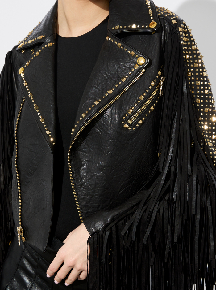 CODY FRINGE LEATHER JACKET - BLACK image 4 - Alice And Olivia
