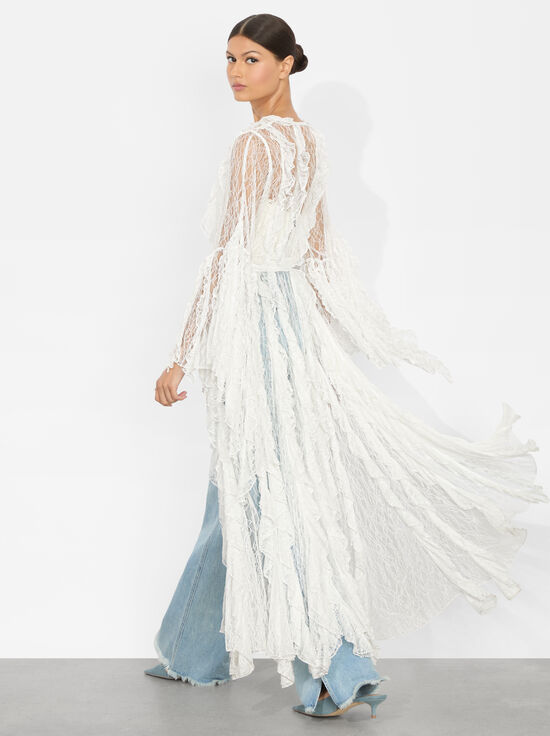 OFF WHITE-CHER RUFFLE MAXI ROBE