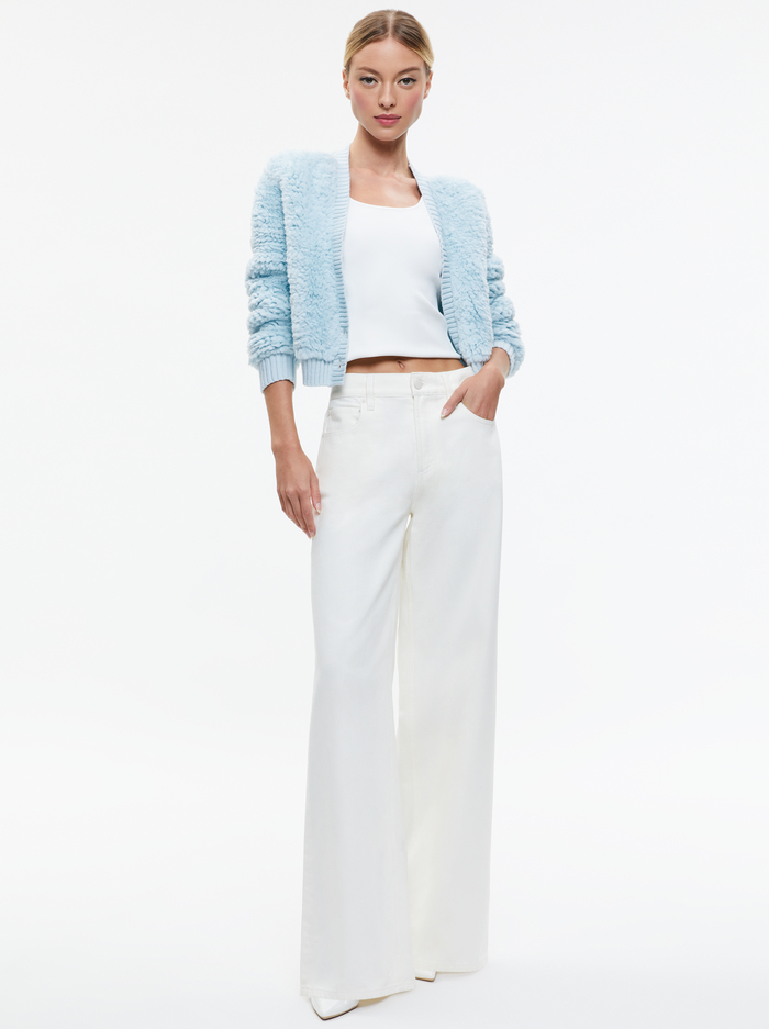 CASILDA FAUX FUR CROPPED CARDIGAN - LIGHT ICE image 2 - Alice And Olivia