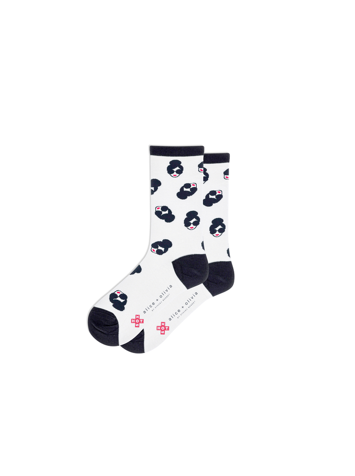 A+O X HOTSOX CREW SOCKS - BLACK/WHITE - Alice And Olivia