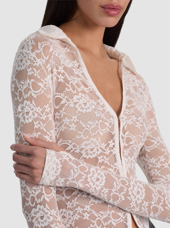 OFF WHITE-KARA LACE BUTTON DOWN