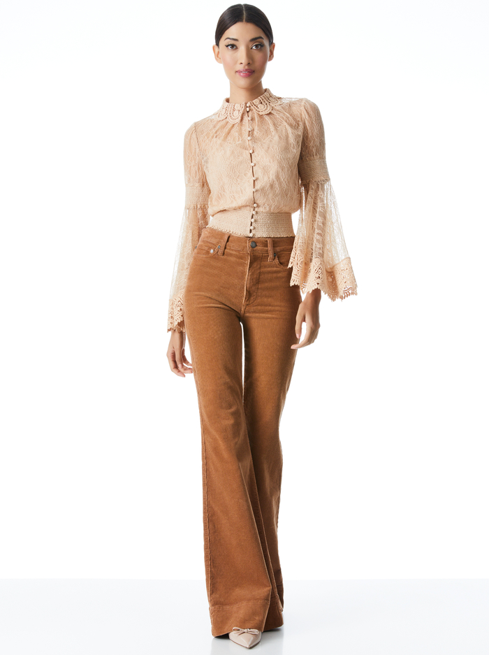 MILLIE CROCHET COLLAR BLOUSE - ALMOND image 2 - ALICE + OLIVIA