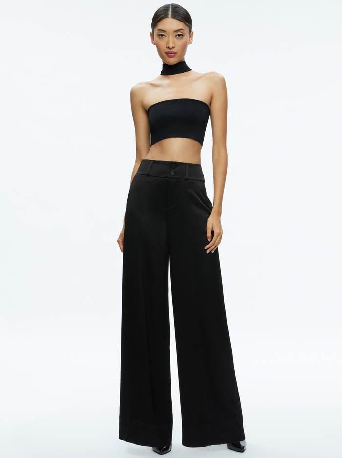 RAYA MOCK NECK RACERBACK CROPPED PULLOVER - BLACK image 2 - Alice And Olivia