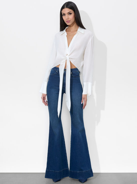 OFF WHITE-HANNON TIE FRONT BLOUSE