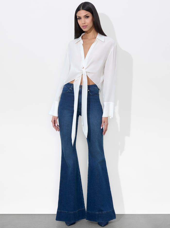 HANNON TIE FRONT BLOUSE - OFF WHITE image 1 - Alice And Olivia