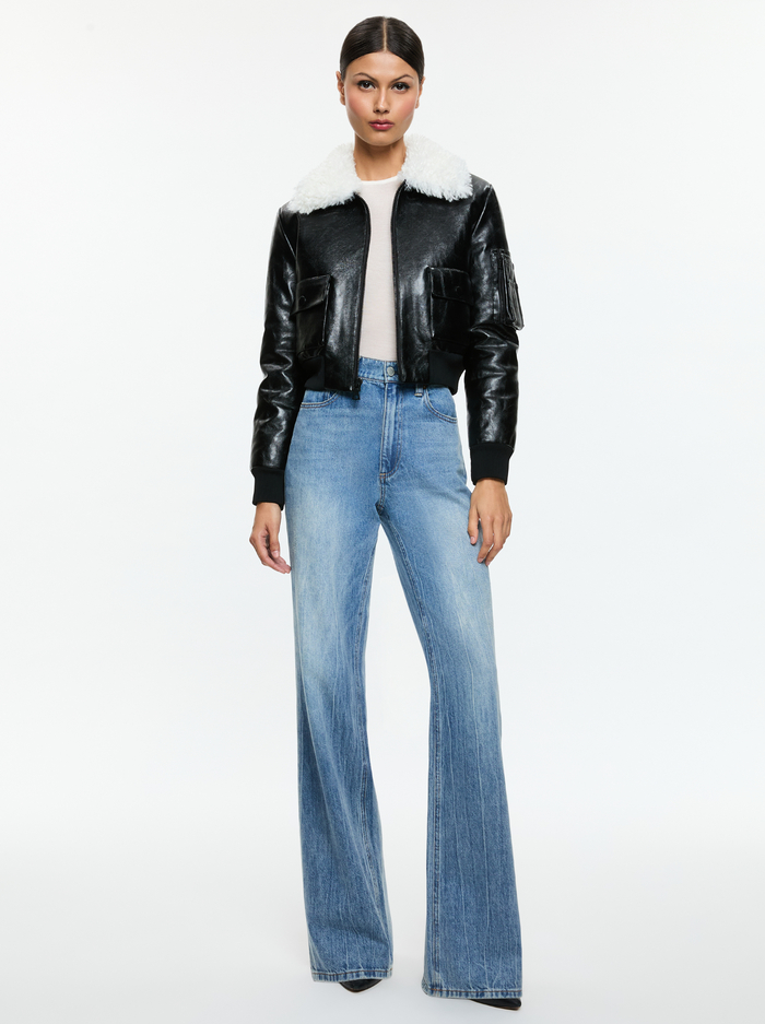 WILLARD VEGAN BOMBER - BLACK image 1 - Alice And Olivia