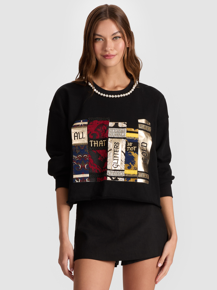 RANDY SWEATSHIRT - BLACK/MULTI - Alice And Olivia
