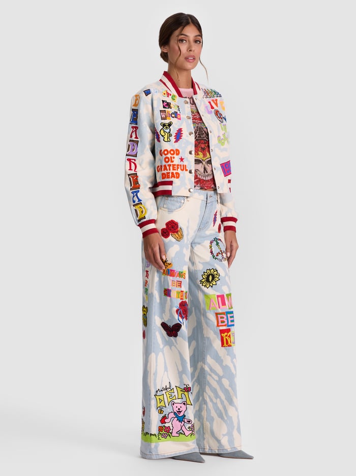 A+O X GRATEFUL DEAD AMAZING JEAN - INDIGO BLEACHED TIE DYE image 5 - Alice And Olivia