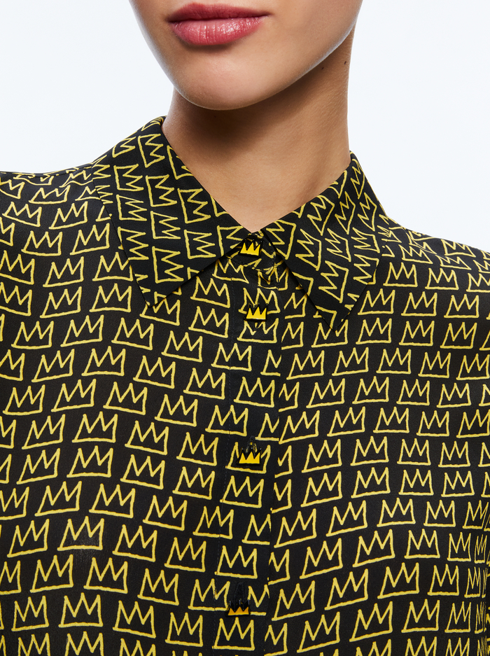A+O X BASQUIAT WILLA PLACKET TOP - KING PLEASURE image 3 - Alice And Olivia
