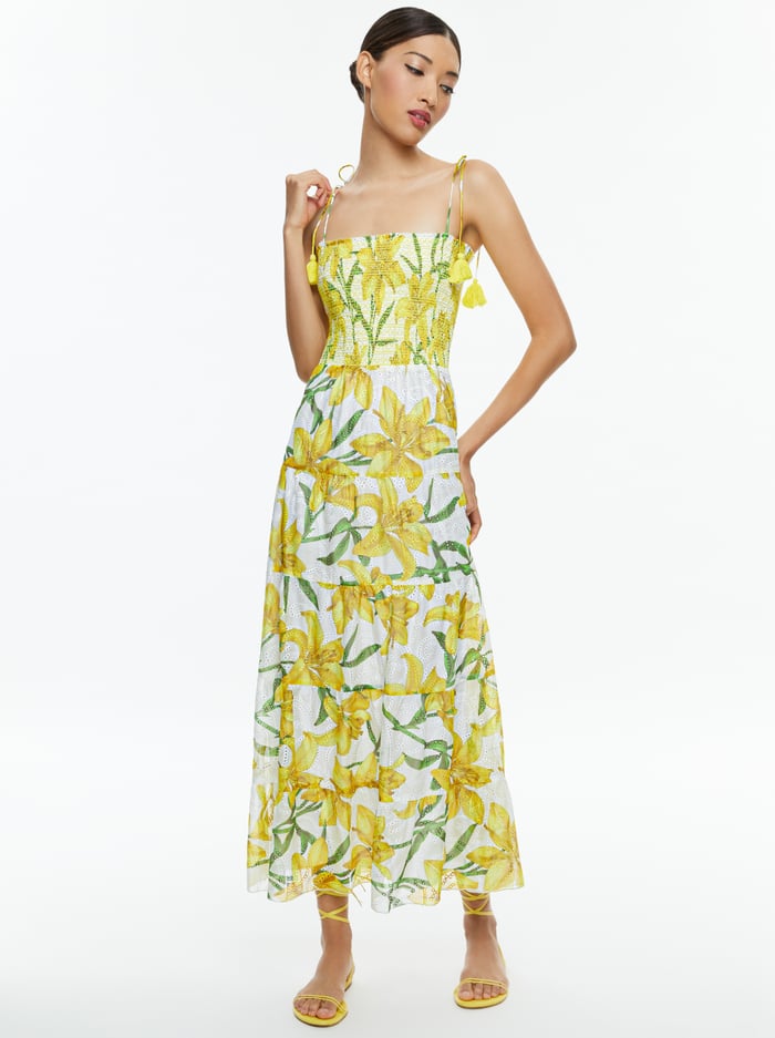 MARNA TIERED MIDI TIE STRAP DRESS - STARGAZER MULTI LG image 4 - Alice And Olivia