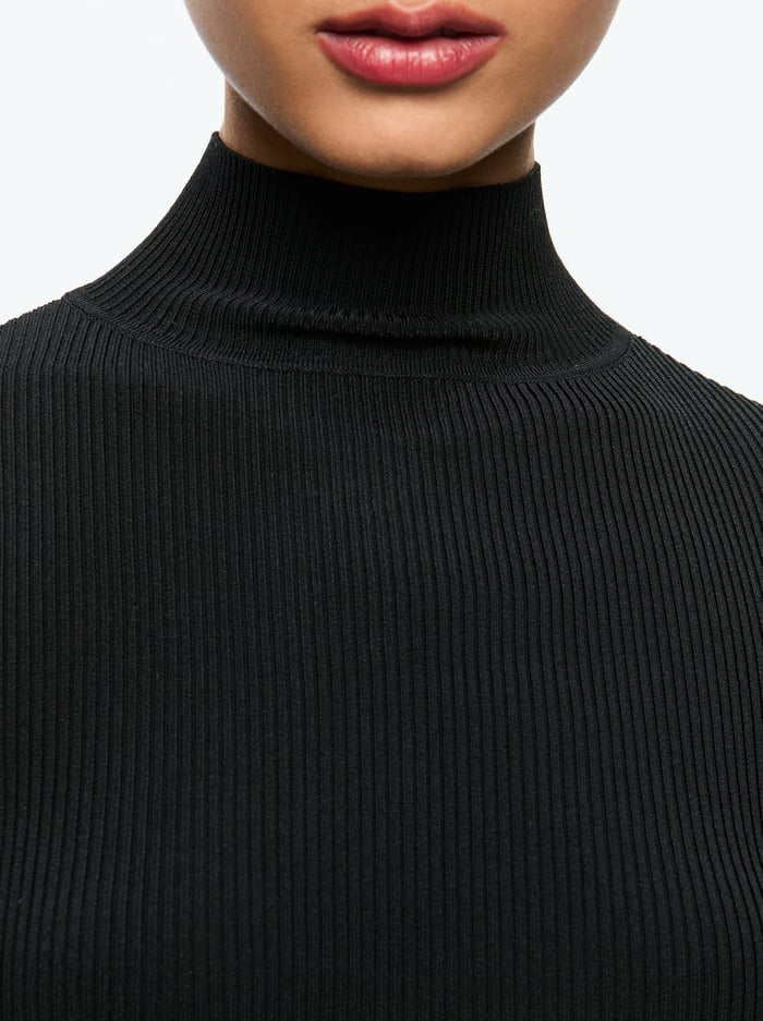 ROBERTA RIBBED TURTLENECK - BLACK image 3 - Alice And Olivia